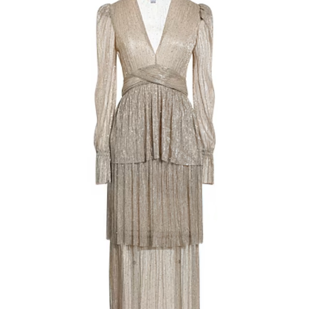 Sabina Musayev Metallic Long Sleeve Dress